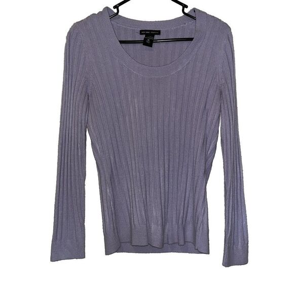 New York & Company Lavender Sweater‎ Women’s Sz Medium Ribbed Knit Trending - Picture 1 of 9